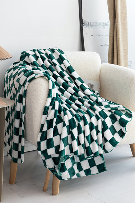 Navy Blue Checkerboard Printed Soft Throw Blanket 120*200cm