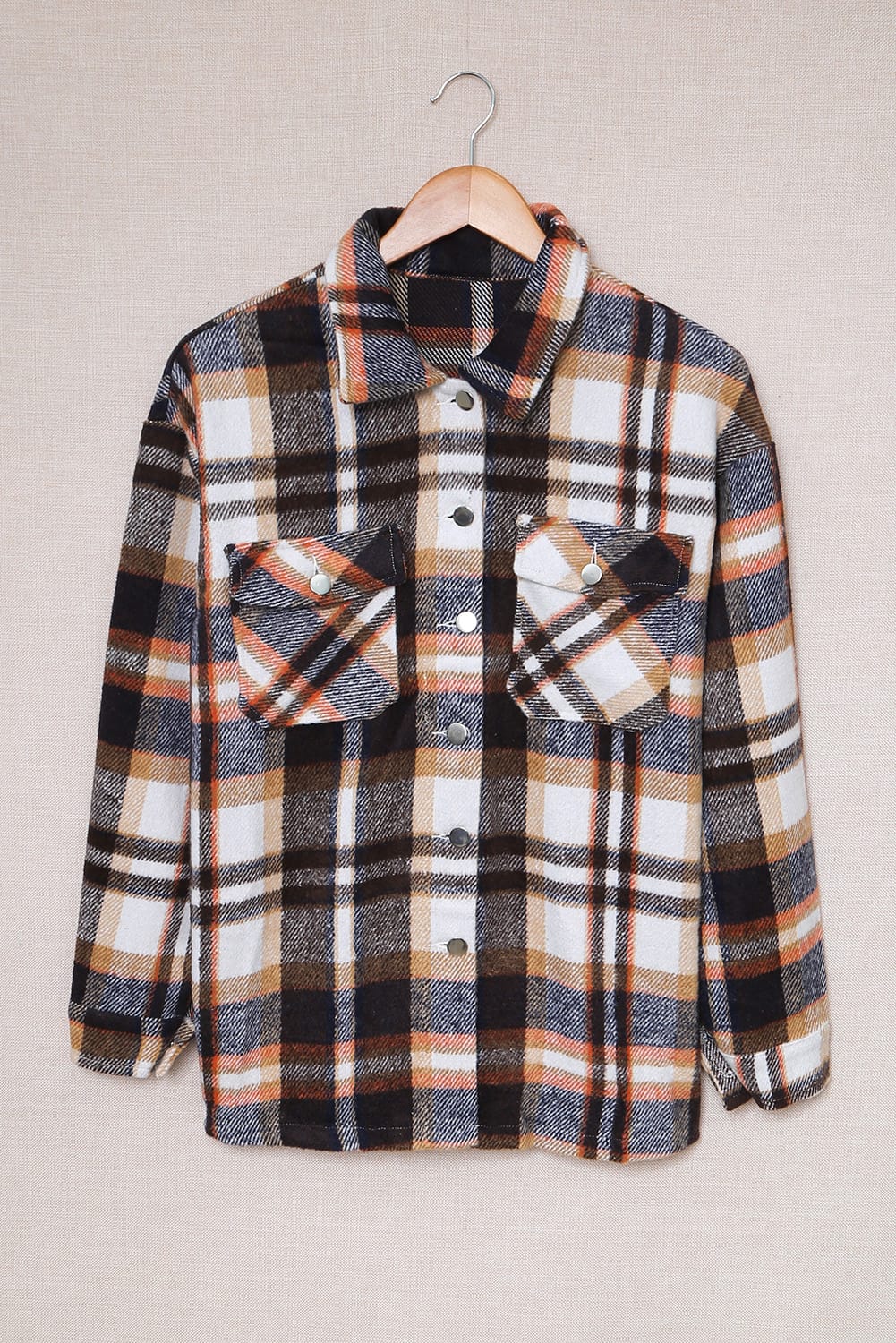 Red Plaid Button Front Pocket Shirt Shacket