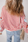 Striped Sequin Santa Claus Patch Application Loose Fitting Sweatshirt