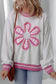 Flower Power Contrast Trim Crewneck Sweatshirt