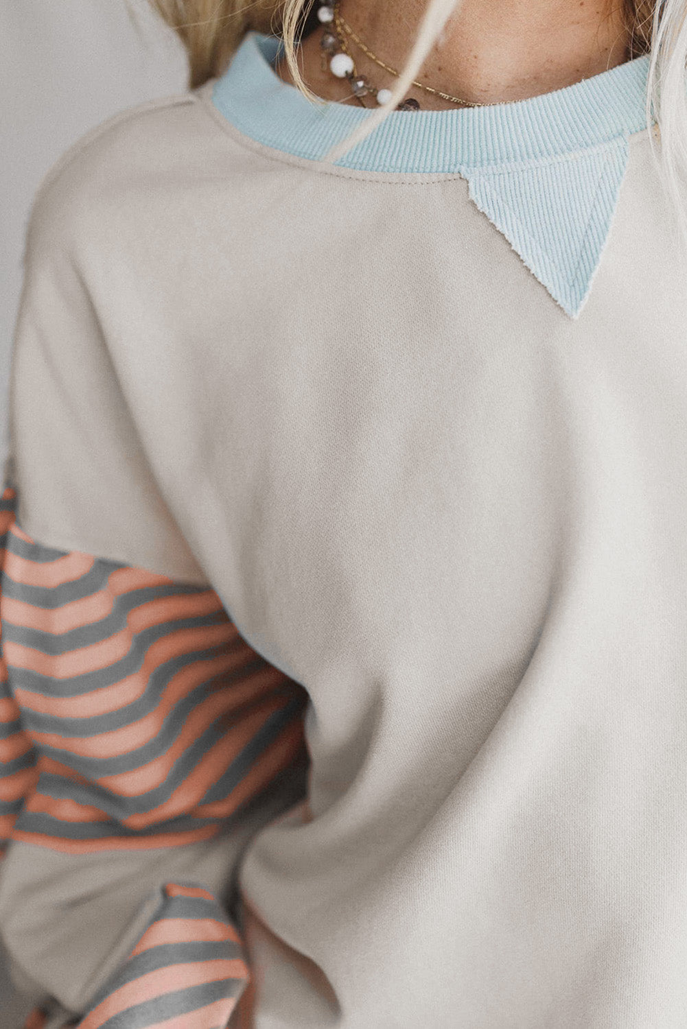 Striped Contrast Patchwork Oversized Sweatshirt