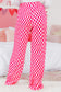 Pink Checkered Buttoned Shirt and High Waist Pants Set