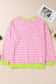 Striped Contrast Trim Drop Shoulder Sweatshirt