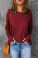 Green Plain Solid Casual Thumbhole Long Sleeve Top