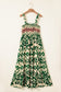 Green Boho Shirred A line Sleeveless Maxi Dress
