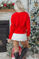 Red Santa Claus Christmas Tree Patched Pattern Drop Shoulder Sweatshirt