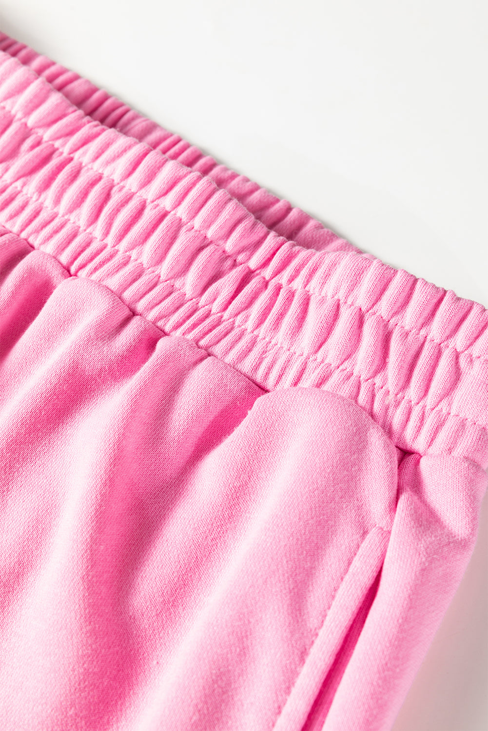 Pink Girly Bow Embroidered Detail Puff Sleeve Pullover Two Piece Short Set