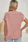 Apricot Pink Colorblock Crinkle Rib Round Neck T Shirt