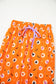 Orange Halloween Print Lapel Shirt and Pants Pajama Set