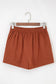 Clay Button Scalloped Edge High Waist Corduroy Shorts
