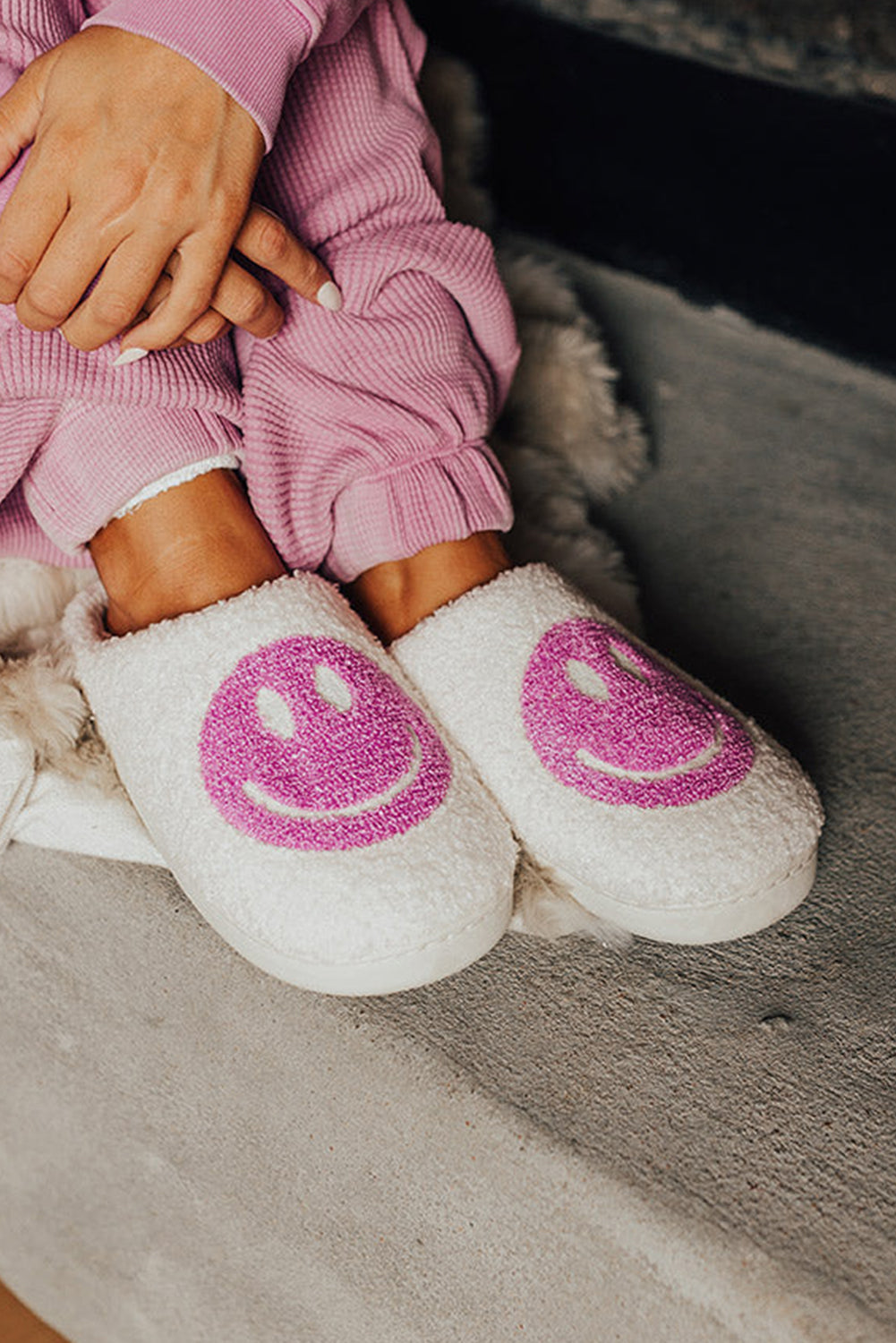Smile Face Plush Home Slippers