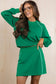 Dark Green Contrast Piping Crewneck Pullover Mini Skirt Set