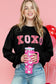 Black Valentine Shiny XOXO Letter Graphic Sweatshirt