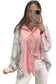 Pink Stripe Floral Patchwork Loose Fit Shirt