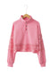 Pink Hollow Embroidery Patchwork Snap Button Sweatshirt