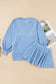 Sky Blue Corded Lantern Sleeve Pullover Ruffle Mini Skirt Set