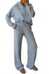 Beau Blue Half Zip Thumbhole Sleeve Hoodie Active Pants Two Piece Set