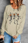 Khaki Skeleton Pumpkin Graphic Pullover Sweatshirt