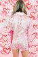 Mixed Floral Print Contrast Piping Trim Satin Tie Pajama Set