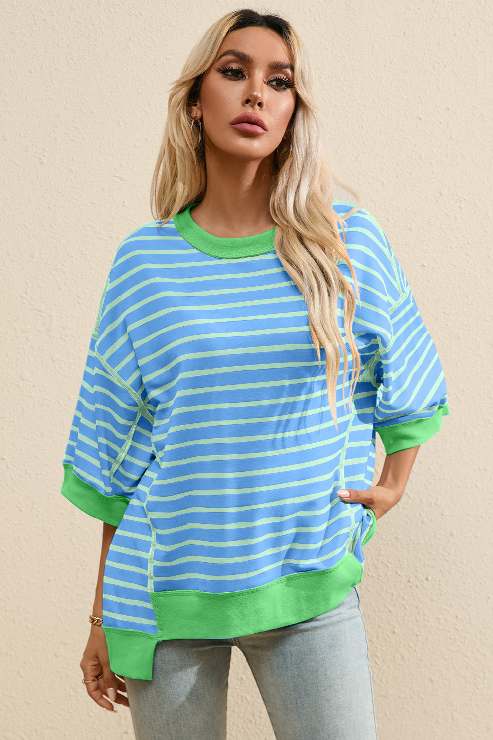 Striped Round Neck Half Sleeve T-Shirt