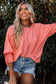 Pink Casual Shirred Cuffs Half Sleeve Blouse