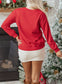 Red Playful Christmas Tree Patched Dropped Shoulder Sweatshirt