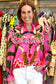 Rose Leopard Print Tropical Ruffle Blouse