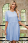 Raw Edge Pocketed Babydoll T-Shirt Dress – Blue
