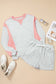 Light Grey Colorblock Raw Hem Pullover and Shorts Set