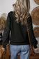 Black Eyelet Embroidered Patchwork Sleeve Ribbed Sweatshirt