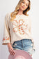 Grapefruit Orange Flower Exposed Seam Patchwork Loose Top