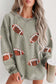 Gray Sequin Rugby Graphic Corded Baggy Sweatshirt