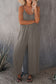 Grey Casual Spaghetti Straps Wide Leg Pocketed Jumpsuits