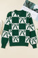Green Bow Print Checkered Knit Sweater