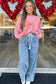 Waffle Knit Mineral Wash Pullover with Bow Detail