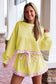 Yellow Gingham Ruffle Hem Long Sleeve Pullover and Shorts Lounge Set