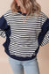 White Stripe Patchwork Exposed Seam Loose Fit Sweatshirt