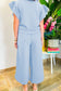 Textured Ruffle Sleeve Zip Top & Wide-Leg Pants Set