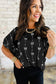 Striped Puff Sleeve Blouse with Black Bow Print