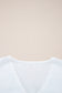 White Flower Lace-up V Neck Flowy Babydoll Blouse