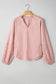 Light Pink Keyhole Notch V-Neck Batwing Sleeve Blouse