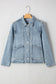 Scallop Trim Collar Pocket Button Up Denim Jacket