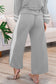Gray Contrast Trim Long Sleeve Lounge Set
