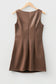 Coffee Vegan Leather Sleeveless Mini Dress