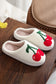 Cute Cherry Open Heel Plush Slippers
