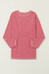 Festival Fuchsia Plain Drop Sleeve Crinkle Rib Oversized Sweatshirt