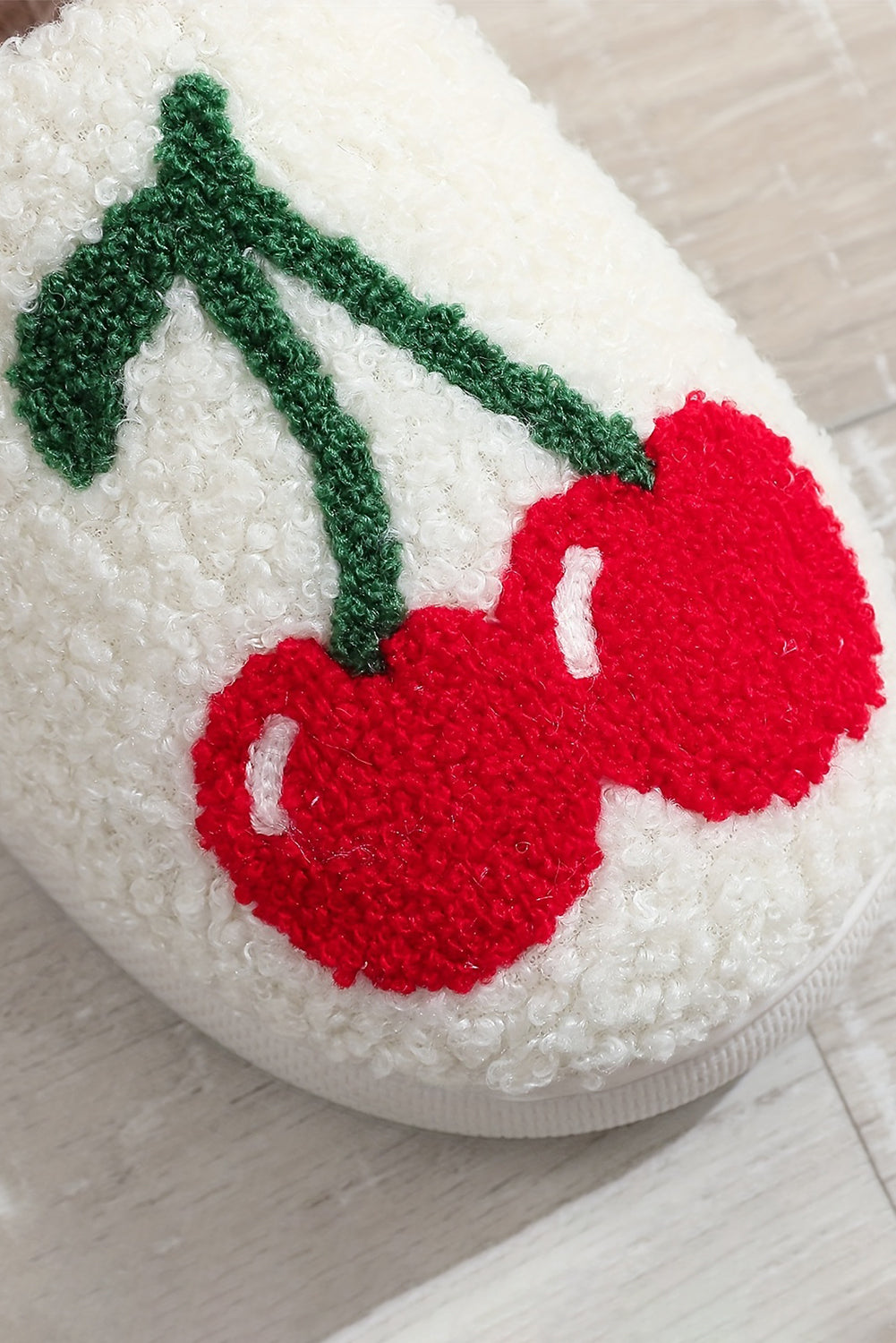 Cute Cherry Open Heel Plush Slippers