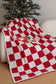 Fiery Red & White Christmas Checkerboard 127*152cm Flannel Blanket