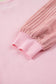 Light Pink Sequin Nutcracker Textured Sleeve Patchwork Sweatshirt