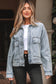 Beau Blue Street Style Zip Up Washed Denim Jacket